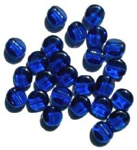 25 12mm Four-Sided Flat Round Dark Aqua Glass Beads